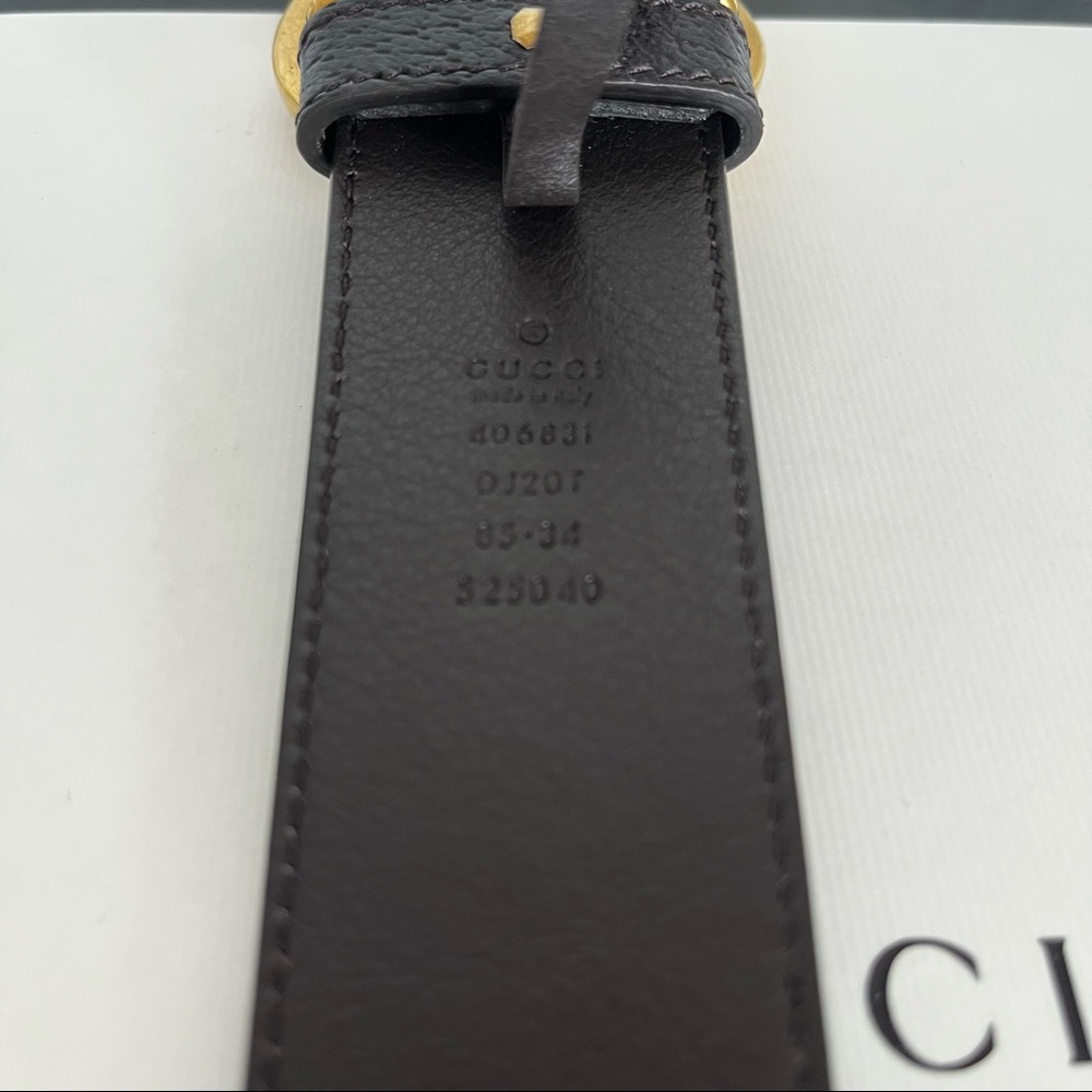 Gucci Black Leather Belt with Gold Double G Buckle - Picture 3 of 7